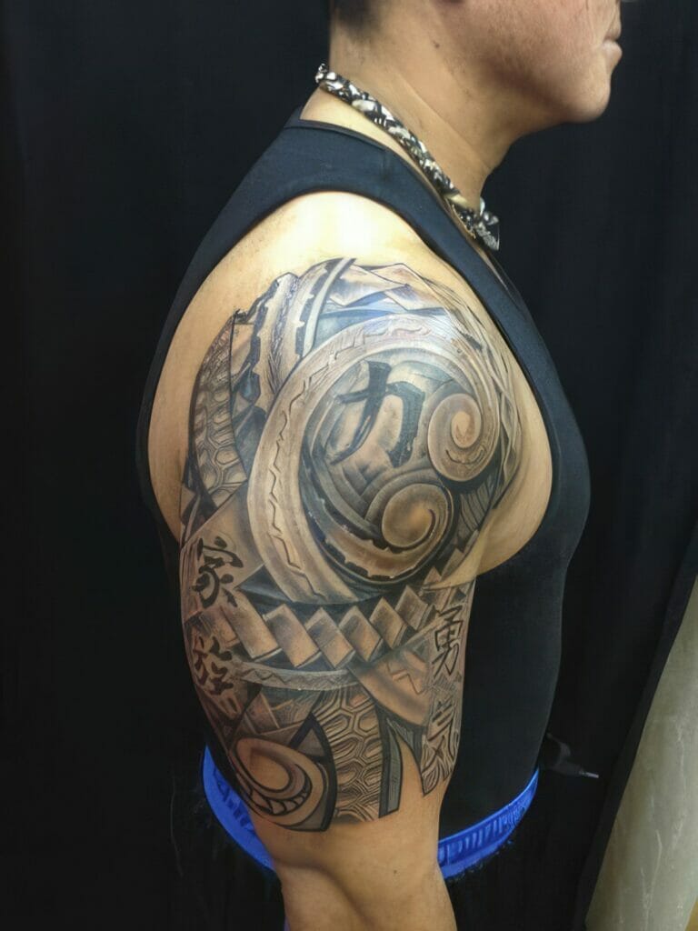 Tattoo uploaded by Bad Habits Tattoos • Wrap around Polynesian style half  sleeve • Tattoodo
